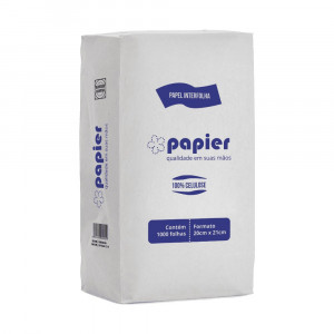 PAPEL TOALHA INTERFOLHADO PAPIER EXTRA BRANCO 100% CELULOSE 20x21x1000Fl