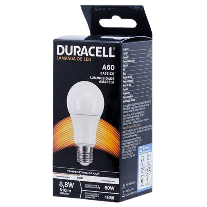 LAMPADA LED DURACELL AMARELA  5 8W