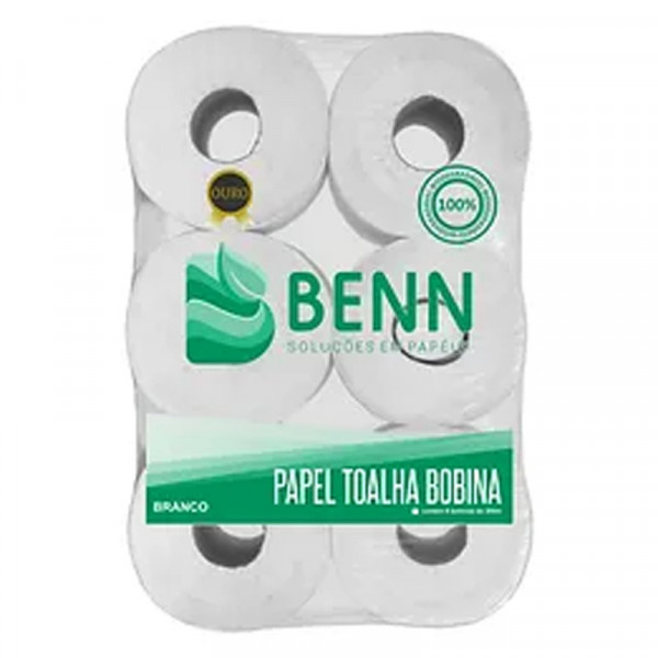 PAPEL TOALHA BOBINA BENN OURO 100% CELULOSE 6x200m  28g  REF: 3475