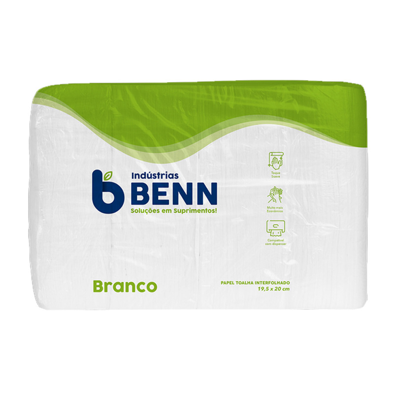 PAPEL TOALHA INTERFOLHADO BENN BRANCO ESCURO 19,5x20x1000Fl (VERDE) REF: 3490