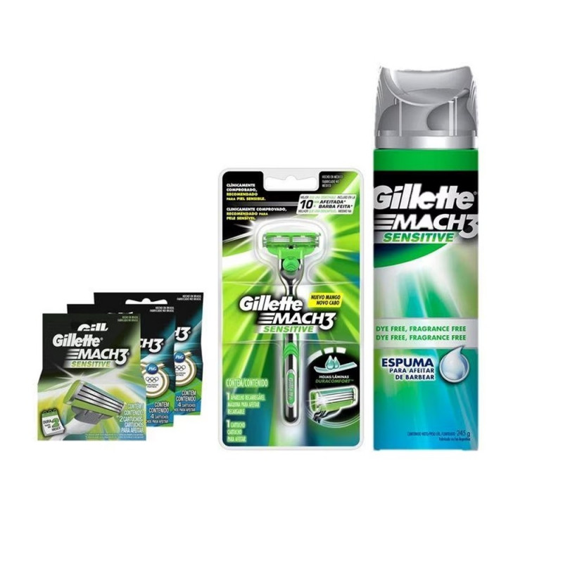 KIT ESPUMA GILLETTE MACH 3   245g