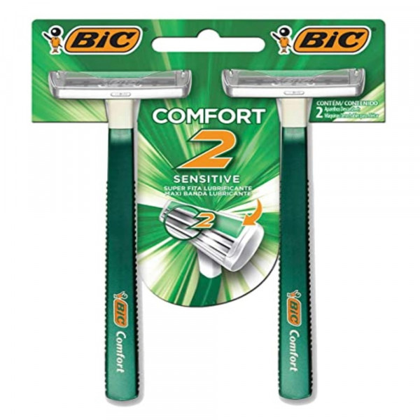 APARELHO BARBEAR BIC COMFORT 2 LAMINAS PELE SENSIVEL VERDE