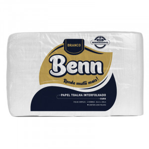 PAPEL TOALHA INTERFOLHADO BENN OURO 100% CELULOSE 23x21x1000Fl REF: 43.270