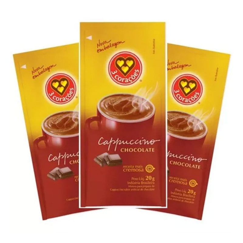 CAPPUCCINO 3 CORACOES CHOCOLATE SACHE  50x20g