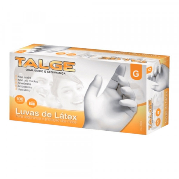 LUVA DESCARTAVEL LATEX TALGE COM PO  G 100Un