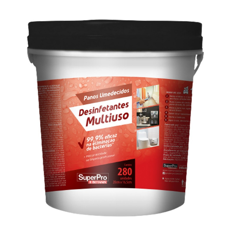 PANO UMEDECIDO SUPERPRO BALDE DESINFETANTE 99% BACTERICIDA 20x16,5  280Un