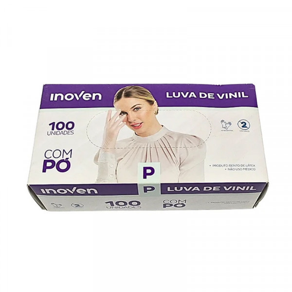 LUVA DESCARTAVEL VINIL INOVEN COM PO  P 100Un