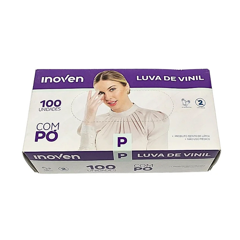 LUVA DESCARTAVEL VINIL INOVEN COM PO  P 100Un