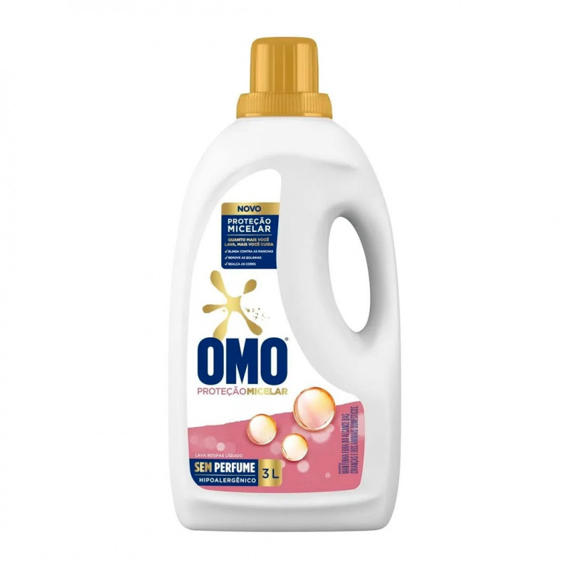 SABAO LIQUIDO OMO MICELAR SEM PERFUME 500ml RENDE 3L