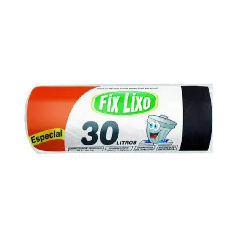 SACO FIX LIXO ROLO ESPECIAL PRETO 30x50Un 59x62cm