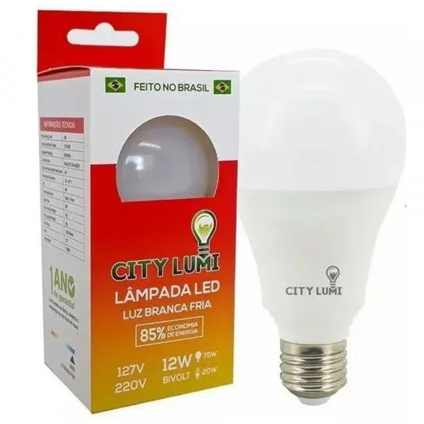 LAMPADA LED BULBO CITYLUMI BRANCA  12W