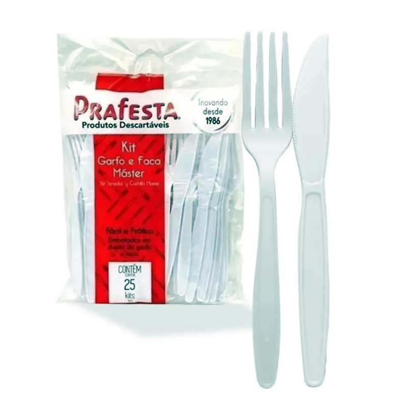 KIT DESCARTAVEL PRAFESTA GARFO/FACA REFEICAO SACHE  25Un