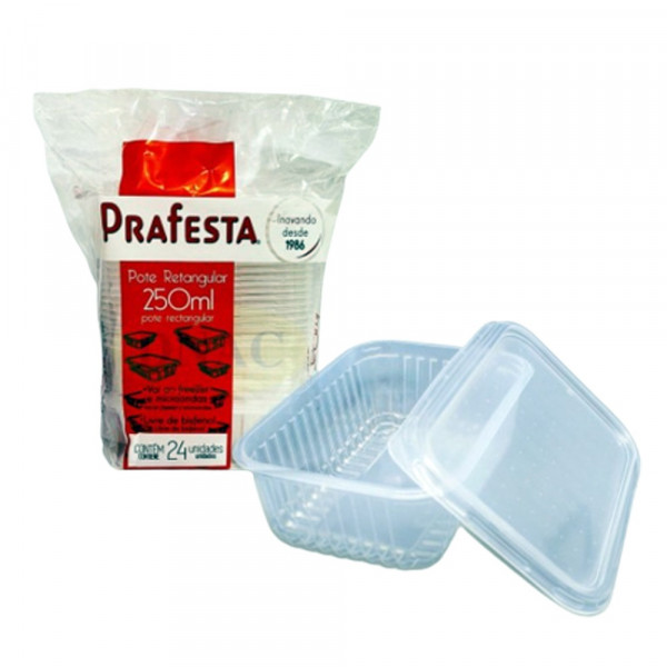 KIT POTE RETANGULAR PRAFESTA  24x250ml