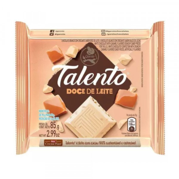 CHOCOLATE TALENTO DOCE DE LEITE  90g