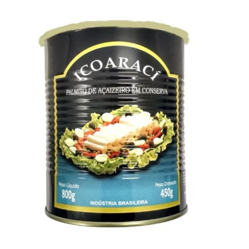 PALMITO ICOARACY INTEIRO GRANDE DRENADO 450g LIQ 800g