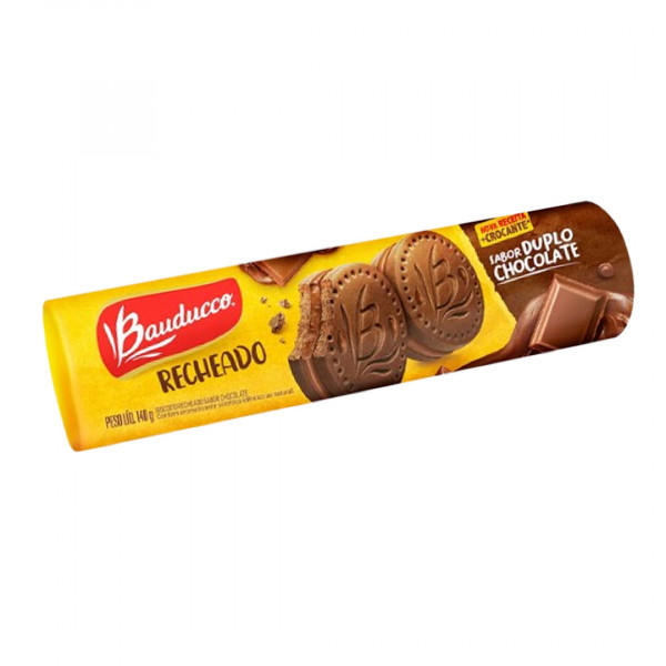 BISCOITO BAUDUCCO GULOSOS RECHEADO CHOCOLATE DUPLO 140G