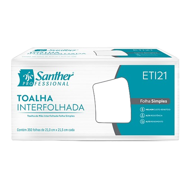 PAPEL TOALHA INTERFOLHADO SANTHER ECO MAIS FS2D 21x21x2100Fls  ETI21