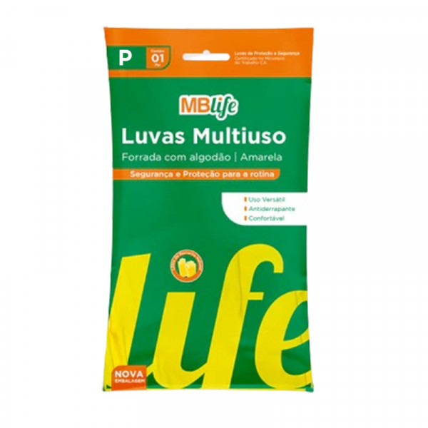 LUVA DE LIMPEZA MULTIUSO AMARELA MBLIFE TAM P